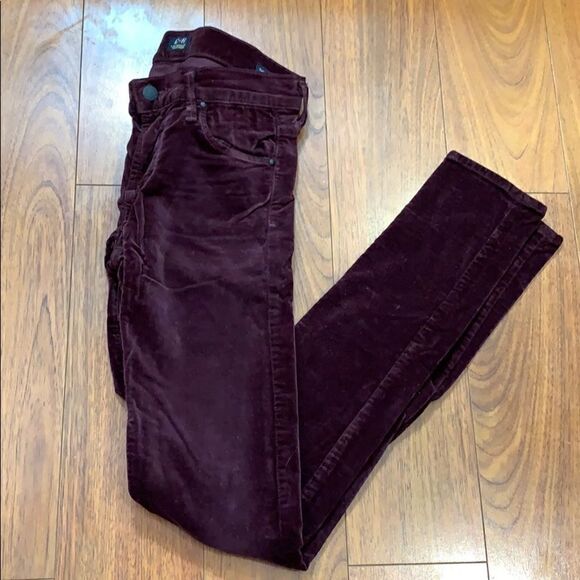 Citizens of Humanity Burgundy Velvet Skinny 25 - Picture 2 of 8